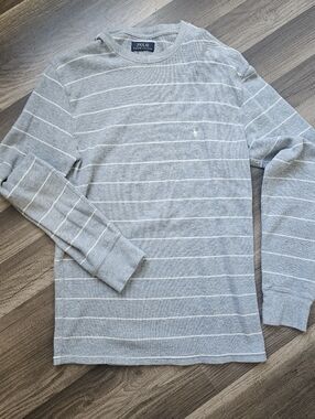 Ralph Lauren Light Blue and White Striped Long Sleeve Shirt